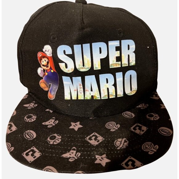 Super Mario Youth Black Adjustable Snapback Hat Cap - Picture 1 of 4
